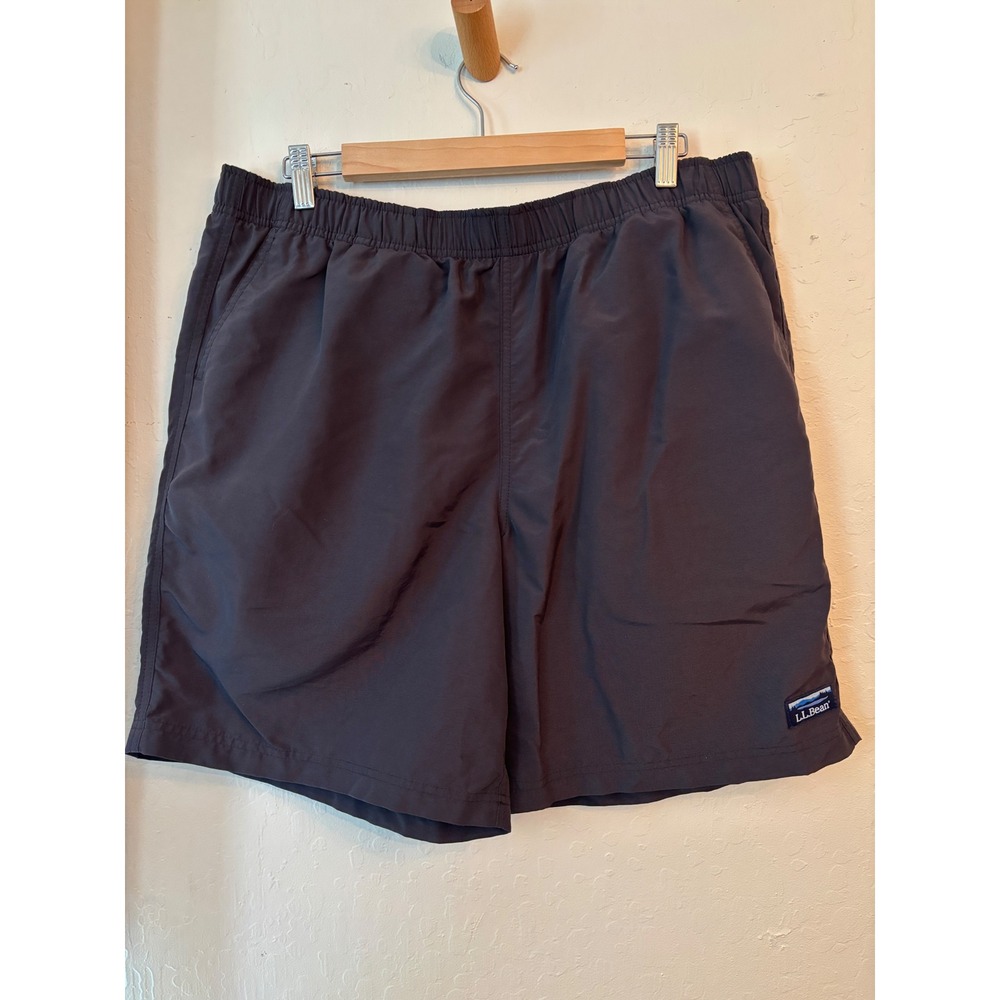LL Bean Mens Supplex Nylon Mesh Lined Shorts Dark Black L